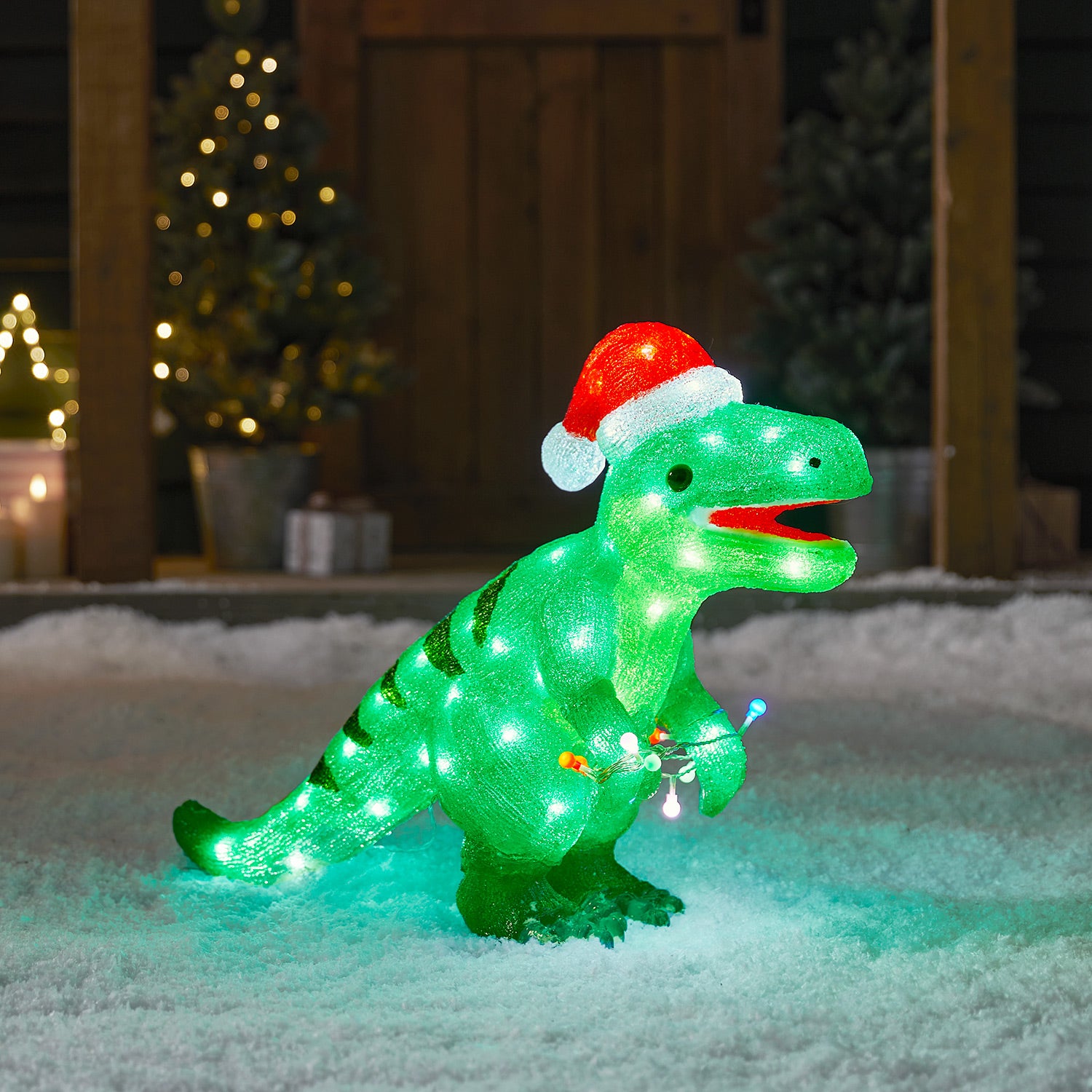 47cm Acryl – Weihnachtsfigur Dinosaurier außen