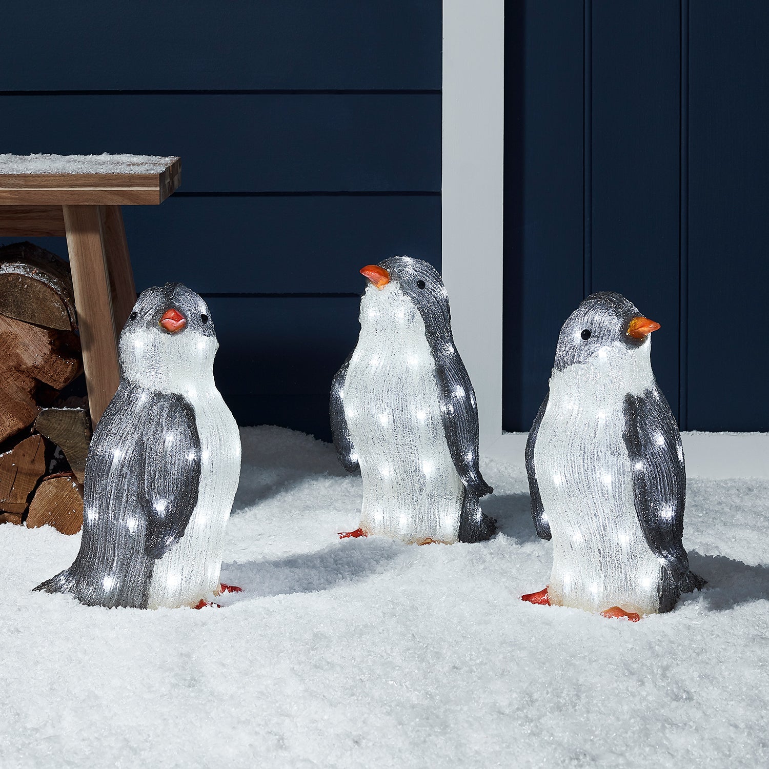 3er Set Acryl Pinguine Weihnachtsfiguren Außen –