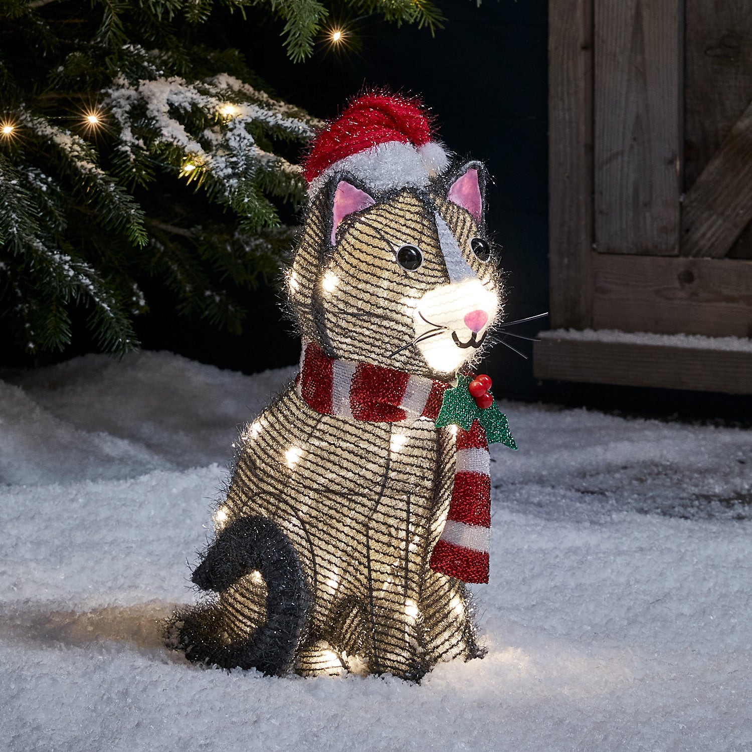 außen Weihnachtsfigur – LED Katze