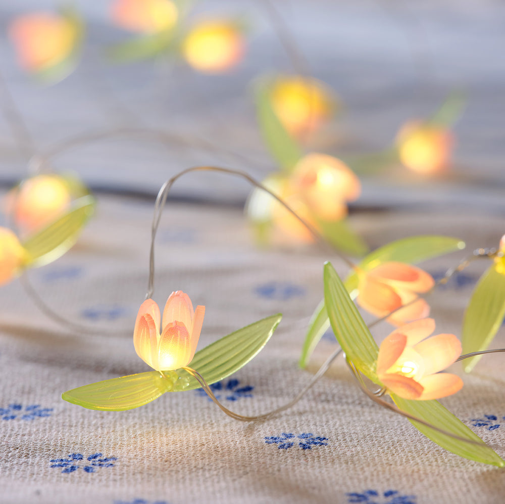 20er LED Micro Lichterkette außen pinke Rosen