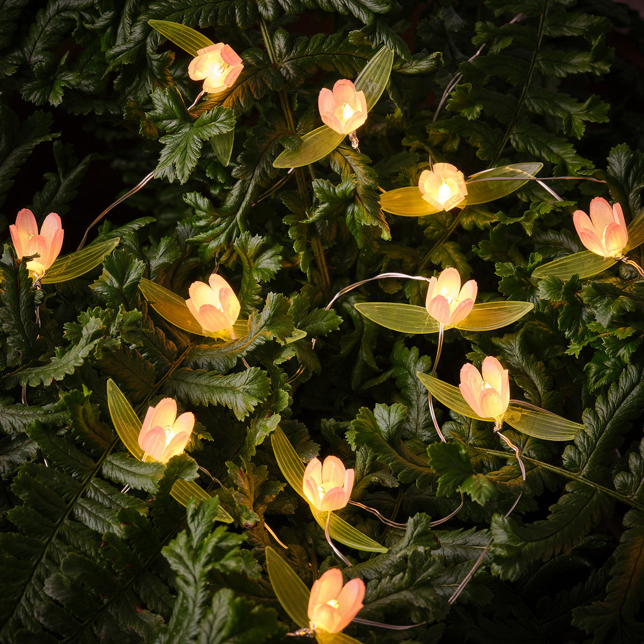 20er LED Micro Lichterkette außen pinke Rosen