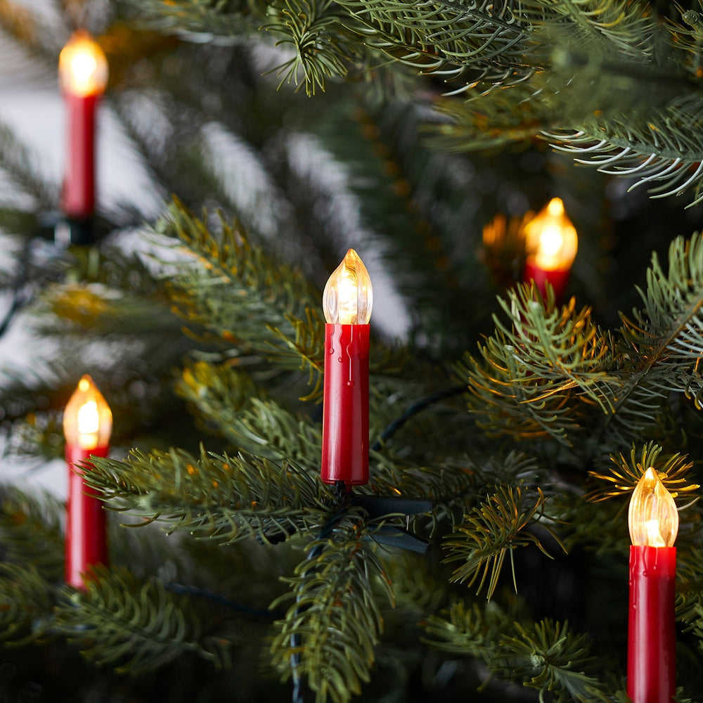 5er Set Weihnachtsbaumkerzen Lichterkette rot