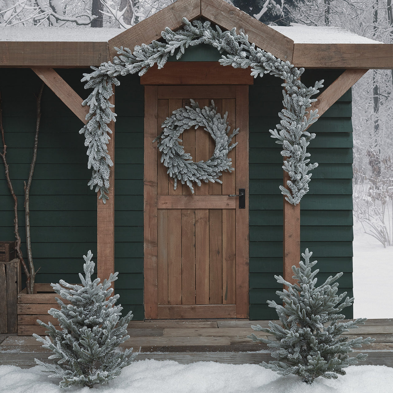 Outdoor und Girlande – Weihnachts Weihnachtsdeko-Set Kranz, verschneiter