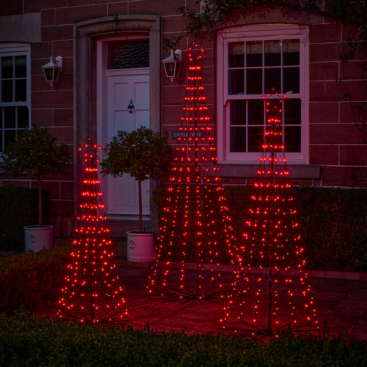 3er Set LED Bäume Weihnachtsdeko außen mit Farbauswahl