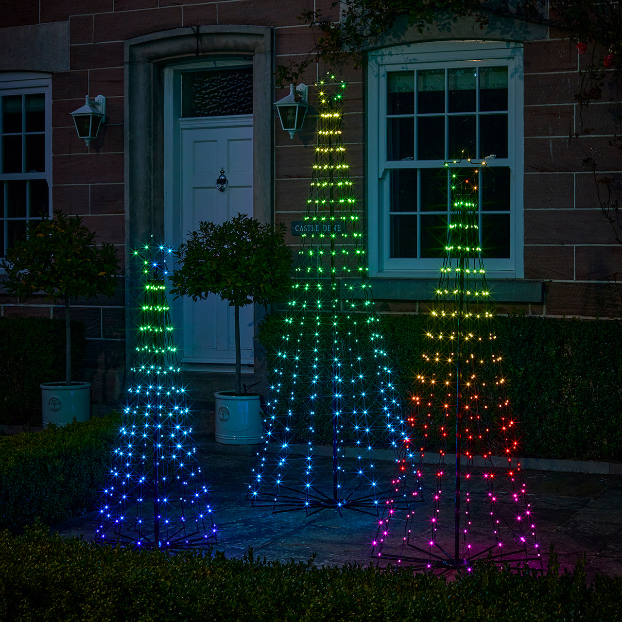 3er Set LED Bäume Weihnachtsdeko außen mit Farbauswahl