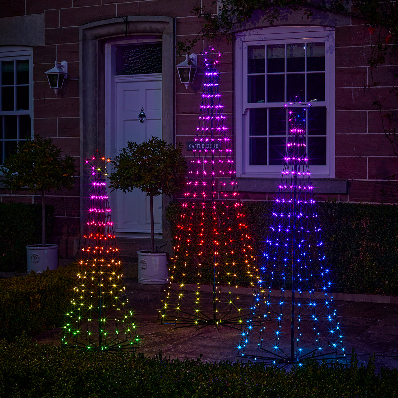 3er Set LED Bäume Weihnachtsdeko außen mit Farbauswahl