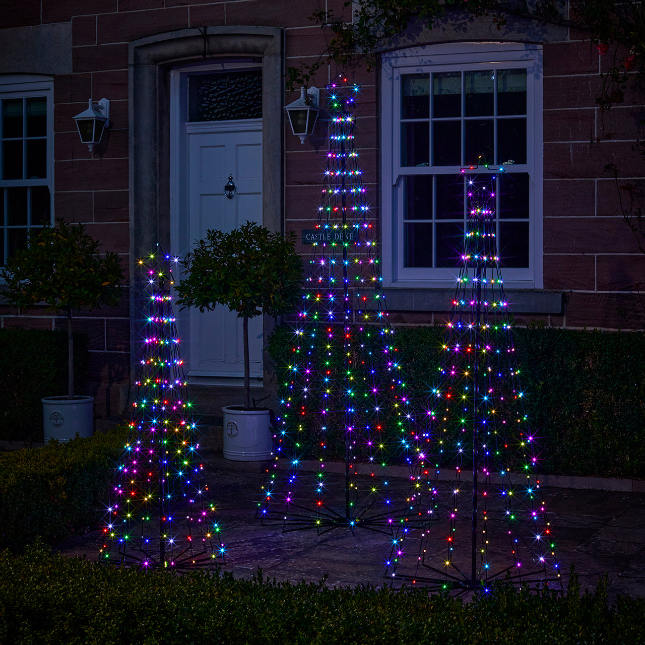 3er Set LED Bäume Weihnachtsdeko außen mit Farbauswahl