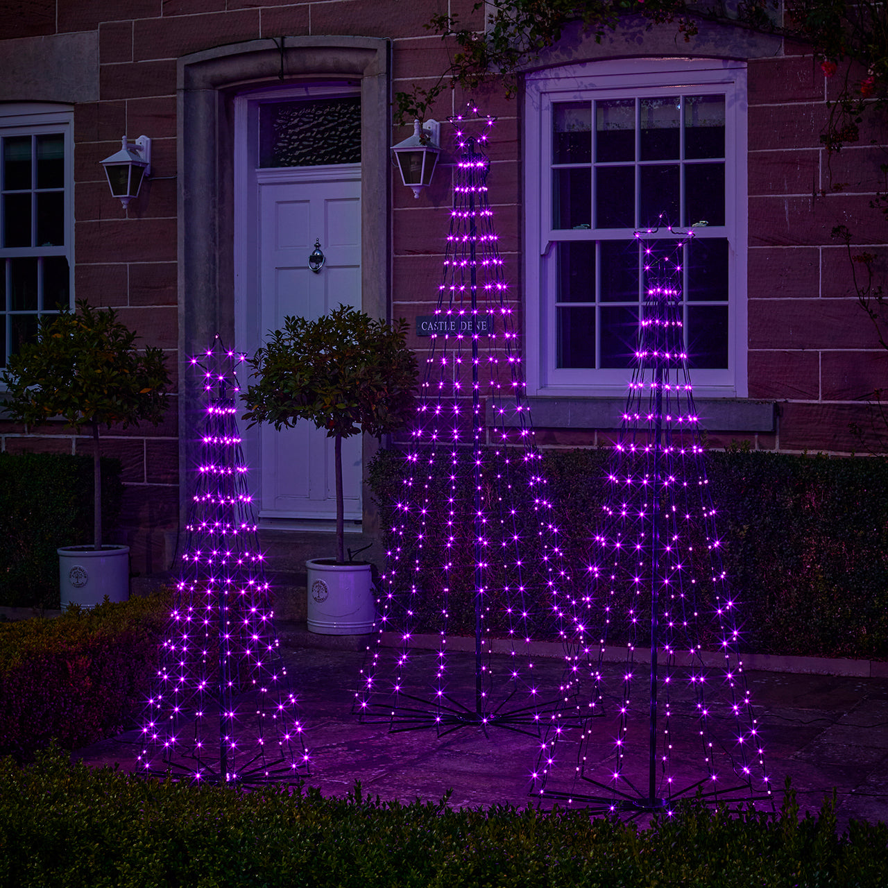 3er Set LED Bäume Weihnachtsdeko außen mit Farbauswahl