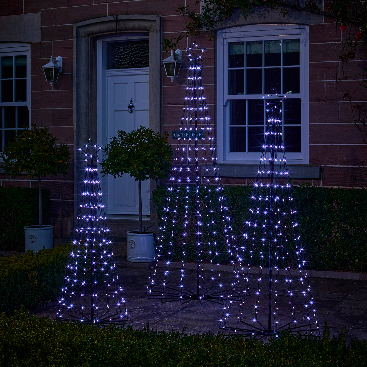 3er Set LED Bäume Weihnachtsdeko außen mit Farbauswahl