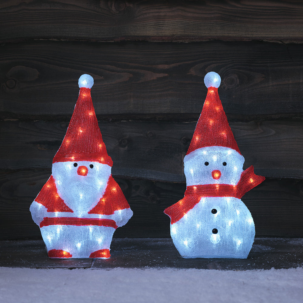 LED Acryl 2D Schneemann und Weihnachtsmann