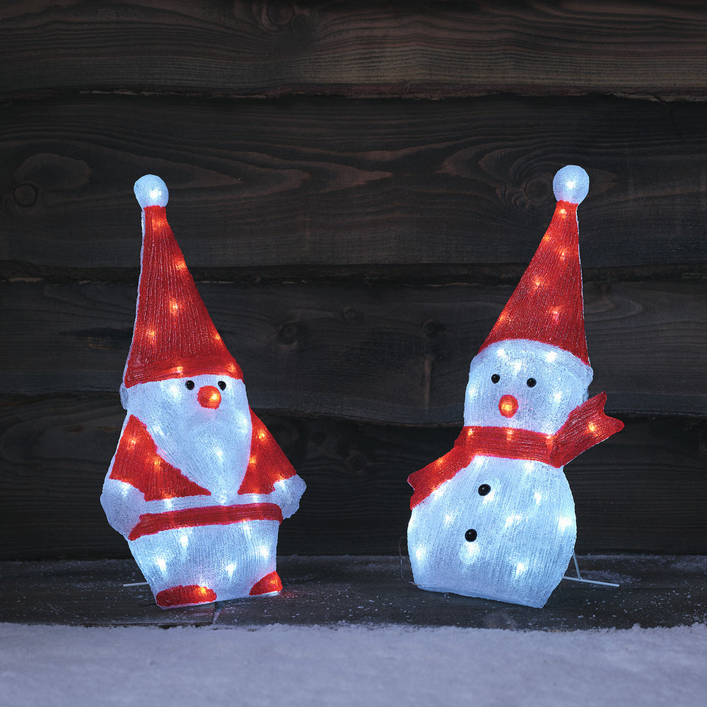 LED Acryl 2D Schneemann und Weihnachtsmann