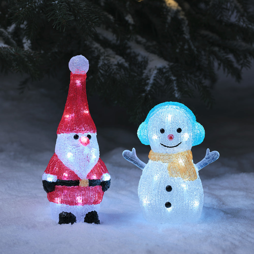 LED Acryl Schneemann und Weihnachtsmann