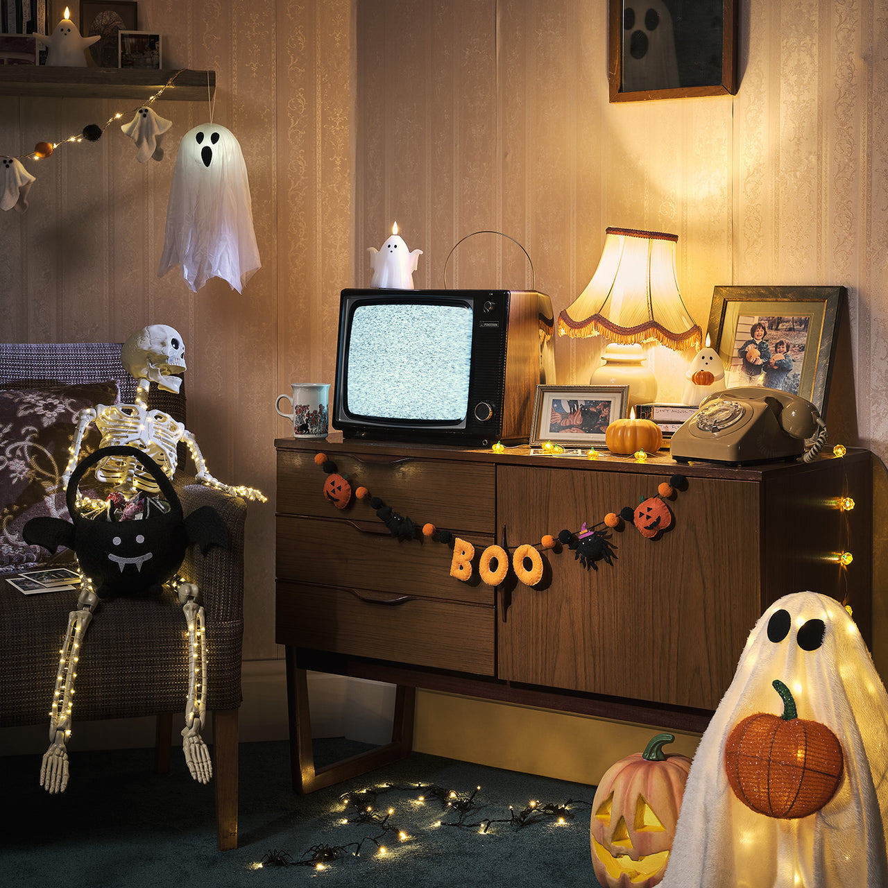 1,5m Halloween Boo Filz Girlande