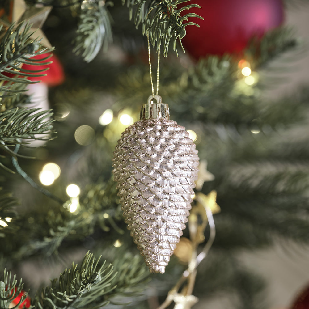 6er Set Weihnachtsbaumdeko Tannenzapfen aus Glas