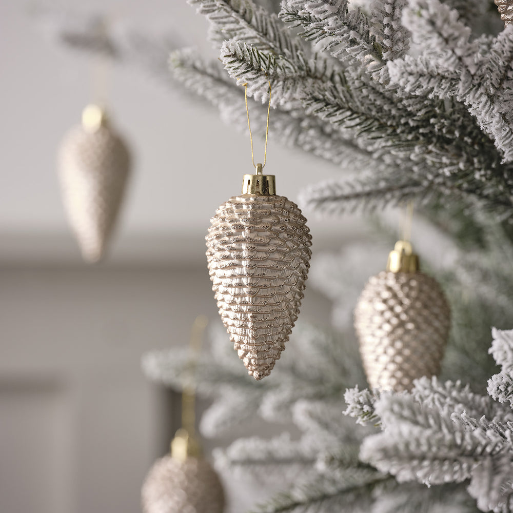 6er Set Weihnachtsbaumdeko Tannenzapfen aus Glas