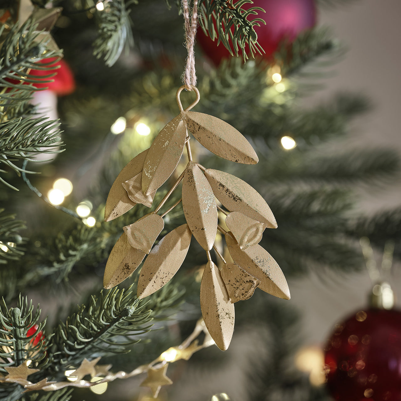 2er Set Weihnachtsbaumdeko goldene Blätter