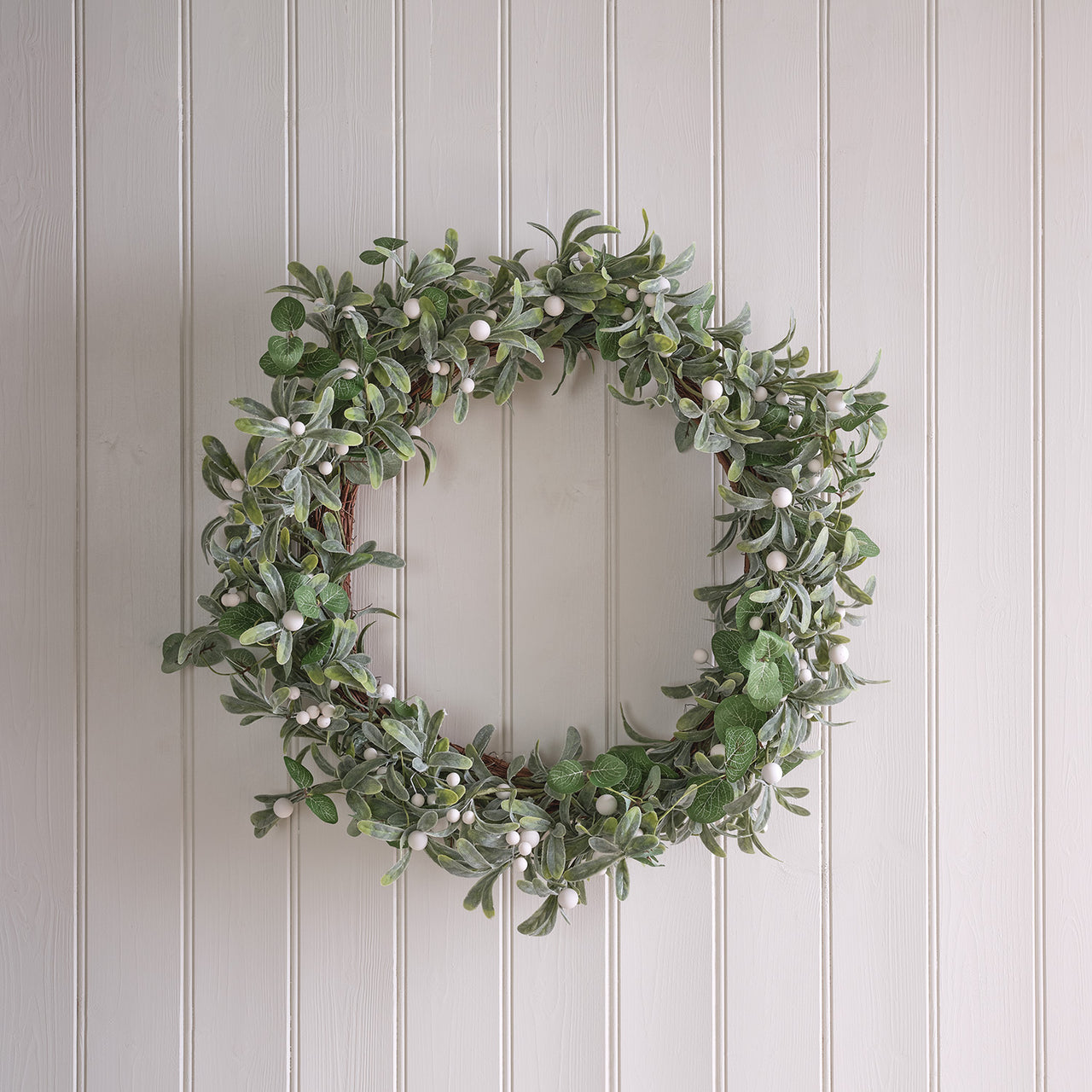 60cm LED Mistelzweig und Eukalyptus Weihnachtskranz