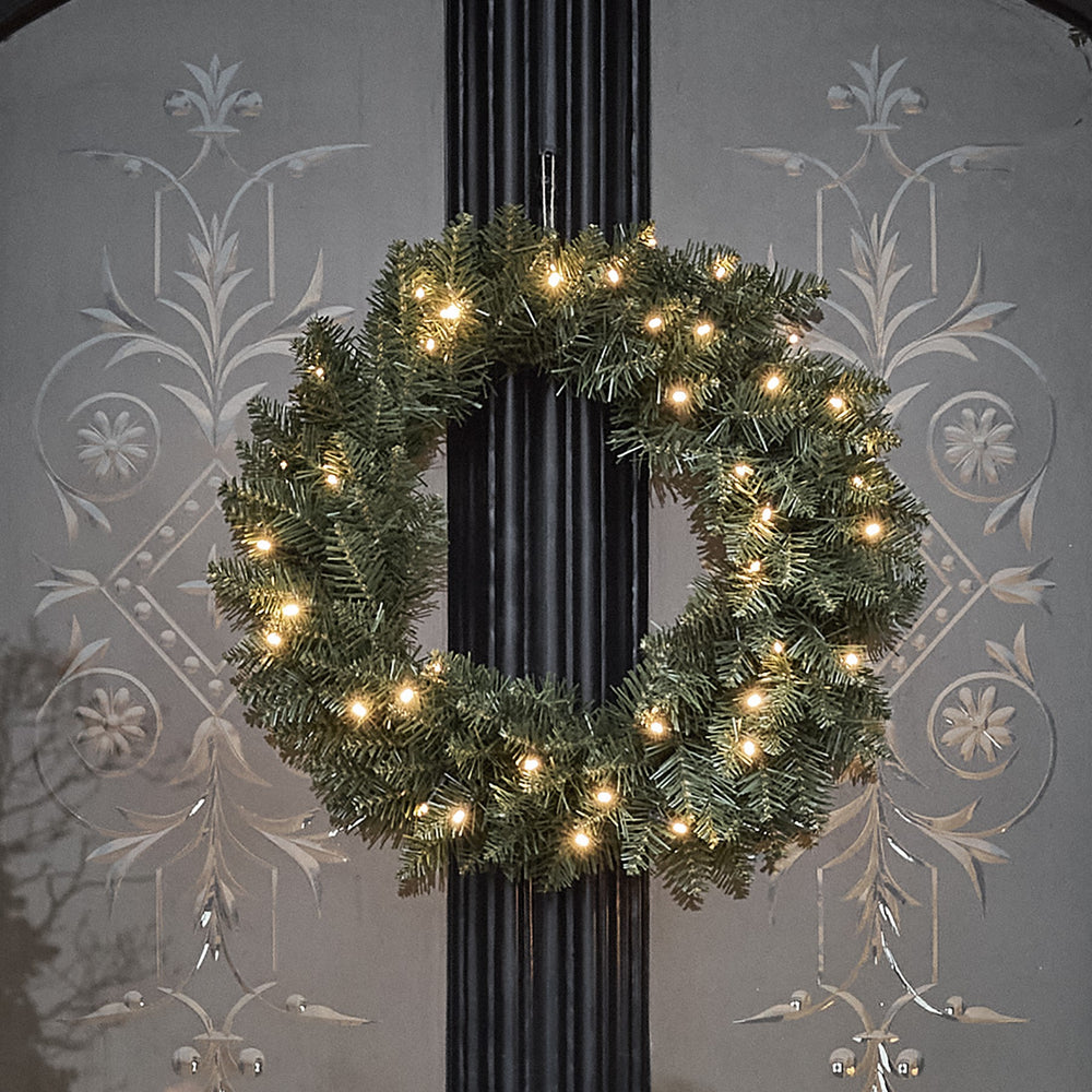 50cm LED Weihnachtskranz Tannenzweige mit Beleuchtung