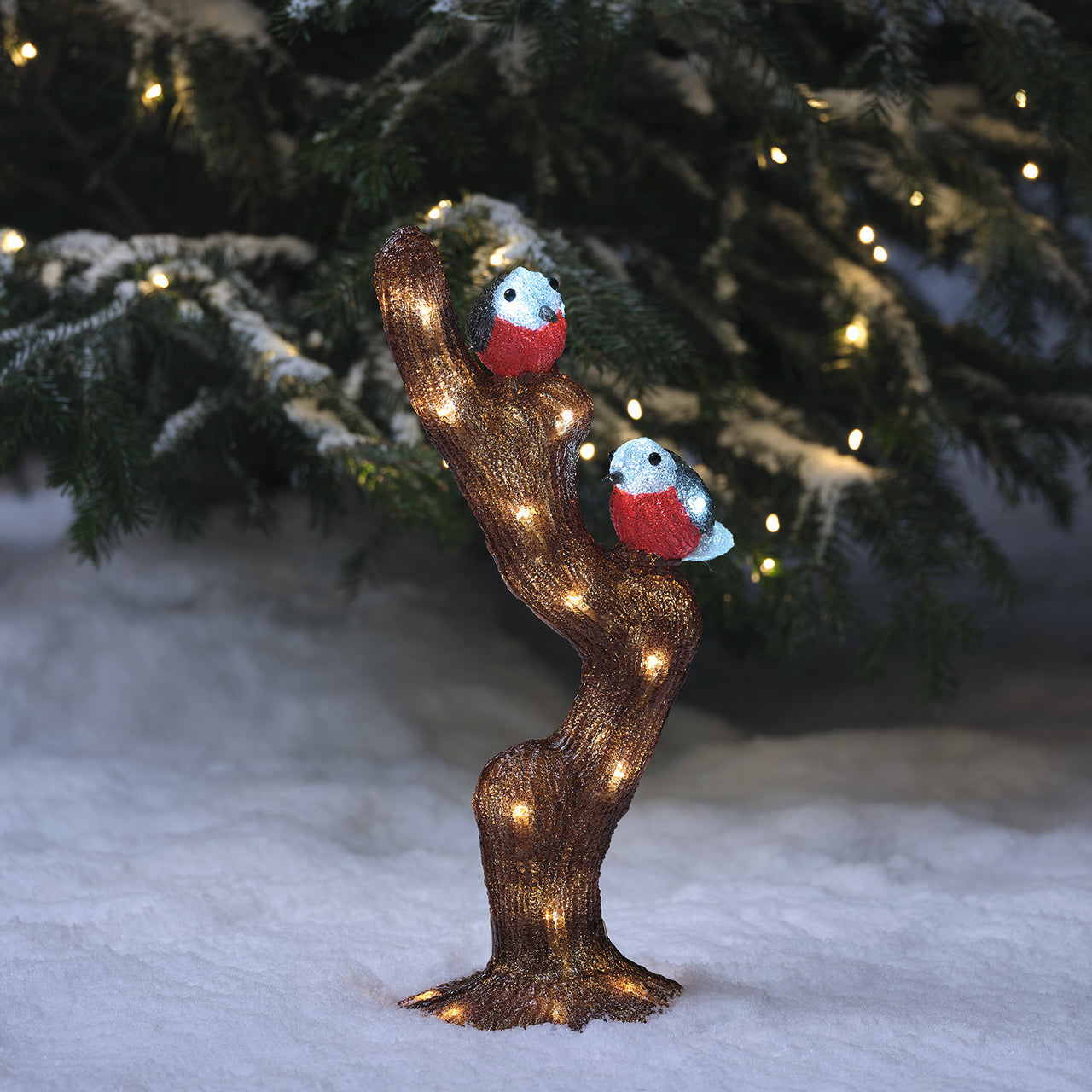 46cm LED Acryl Vögel auf Ast Weihnachtsfigur