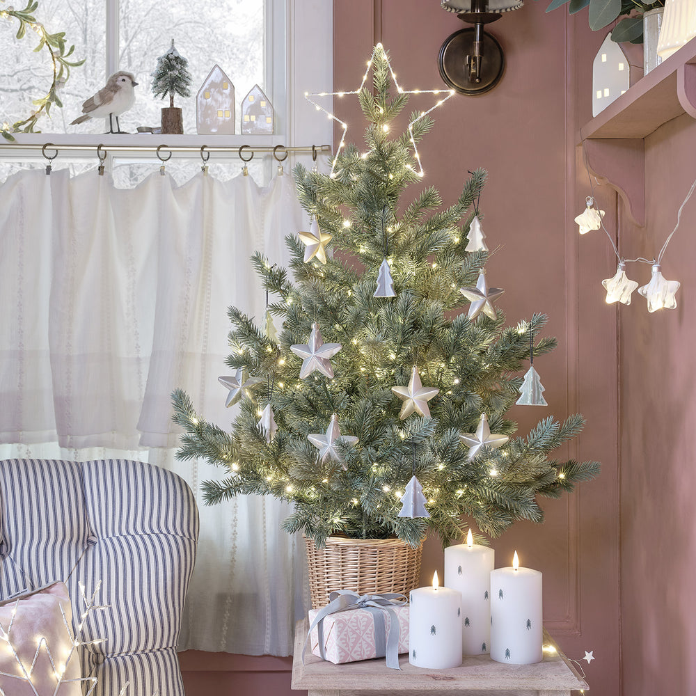 90cm Bicolor Micro LED Weihnachtsbaum im Rattan-Korb