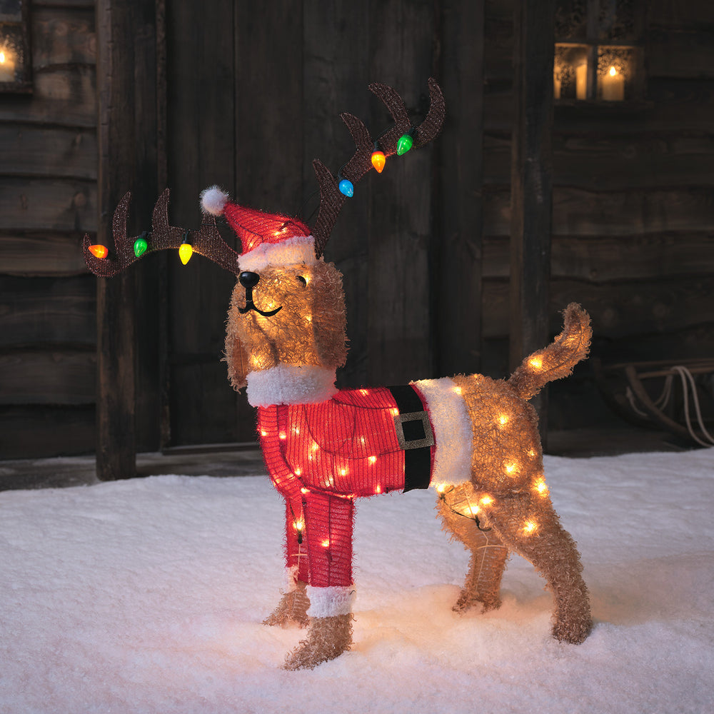 80cm LED Weihnachtsfigur außen Berry der Hund