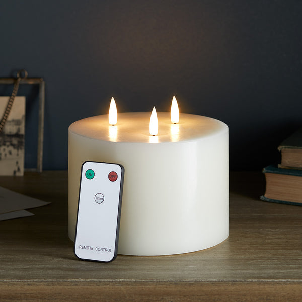 TruGlow® dreidochtige LED – Fernbedienung mit Kerze elfenbeinfarben