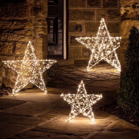 3er Set LED Weihnachtsdeko – außen Sterne