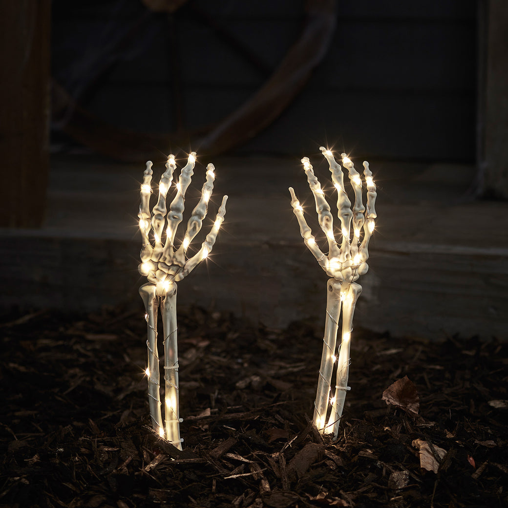 2er Set Halloween Gartendeko Stableuchten Skelette