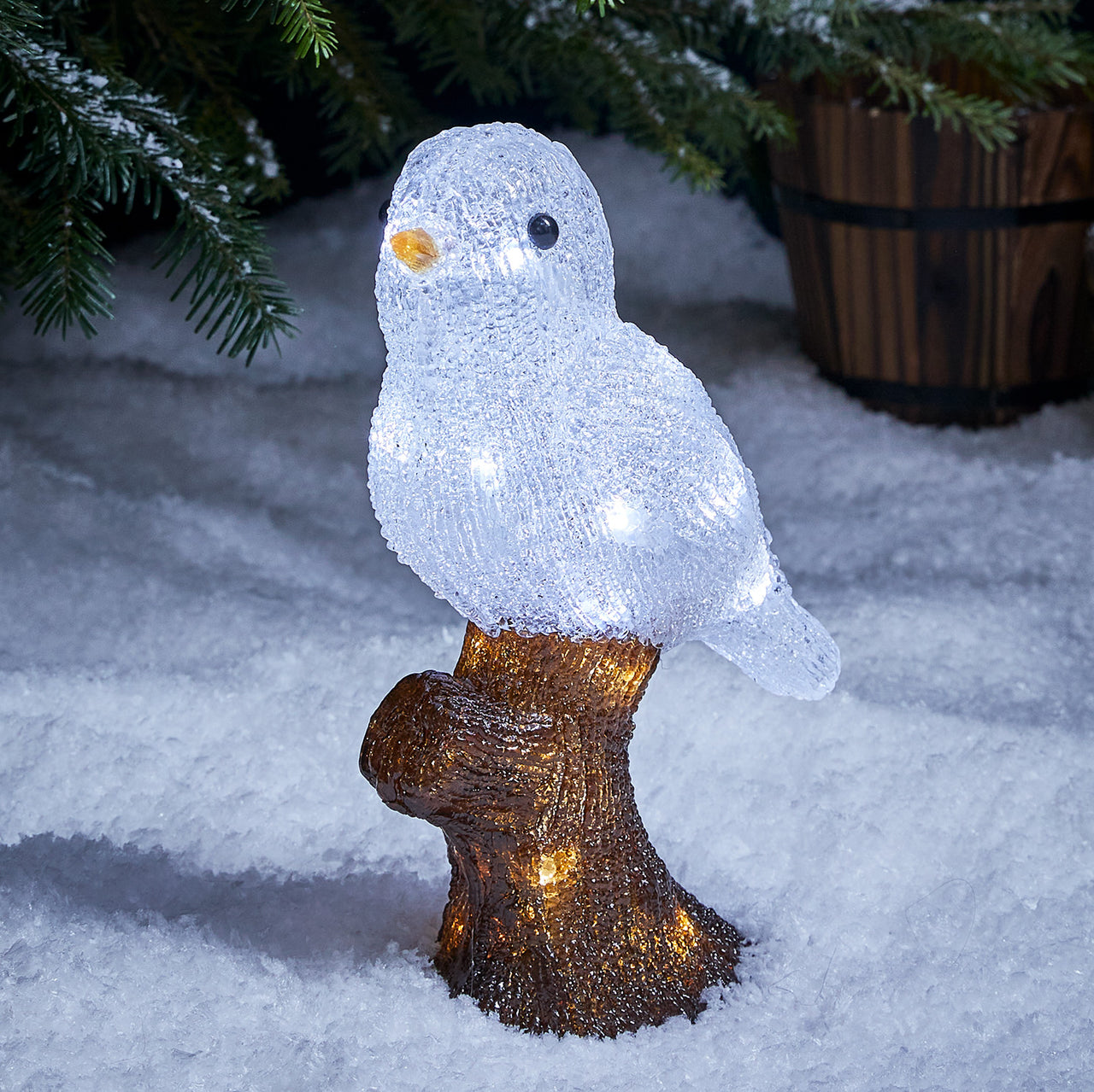 Vogel Ast auf außen – Acryl LED Weihnachtsfigur
