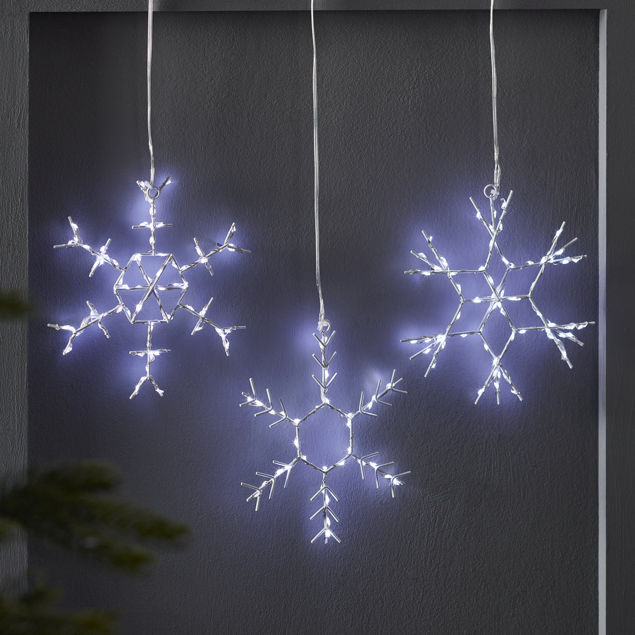 Schneeflocken – Set LED Weihnachtsdeko 3er