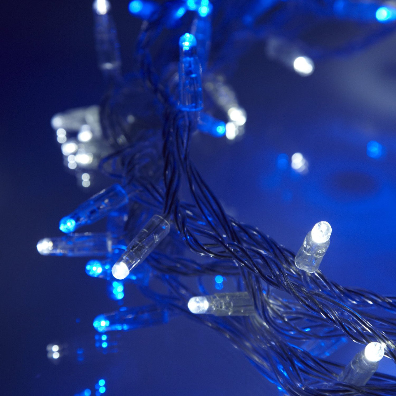 – Lichterkette Connect LED 500er weiß koppelbar Core transparen 50m blau