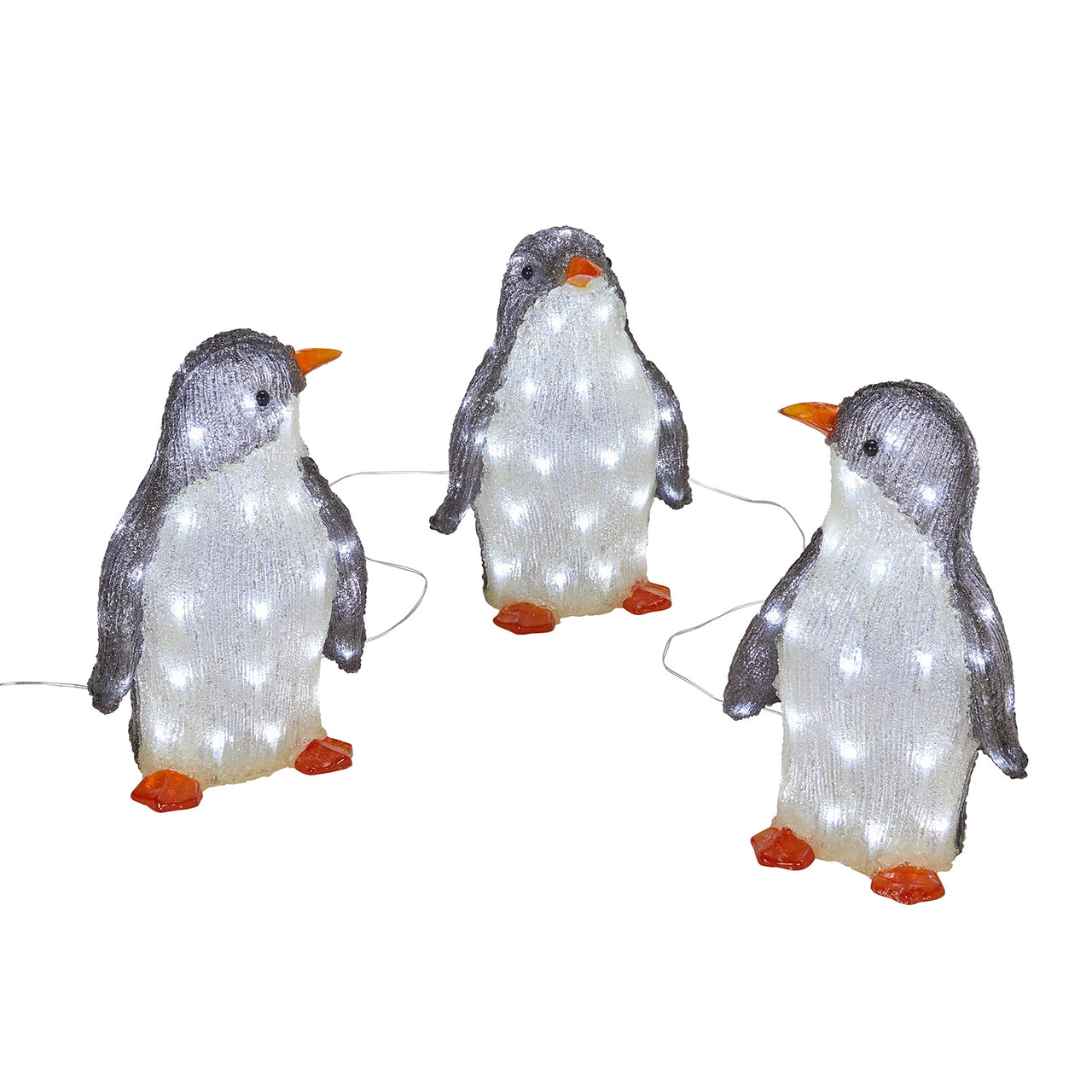 3er Set Acryl Pinguine Außen Weihnachtsfiguren –
