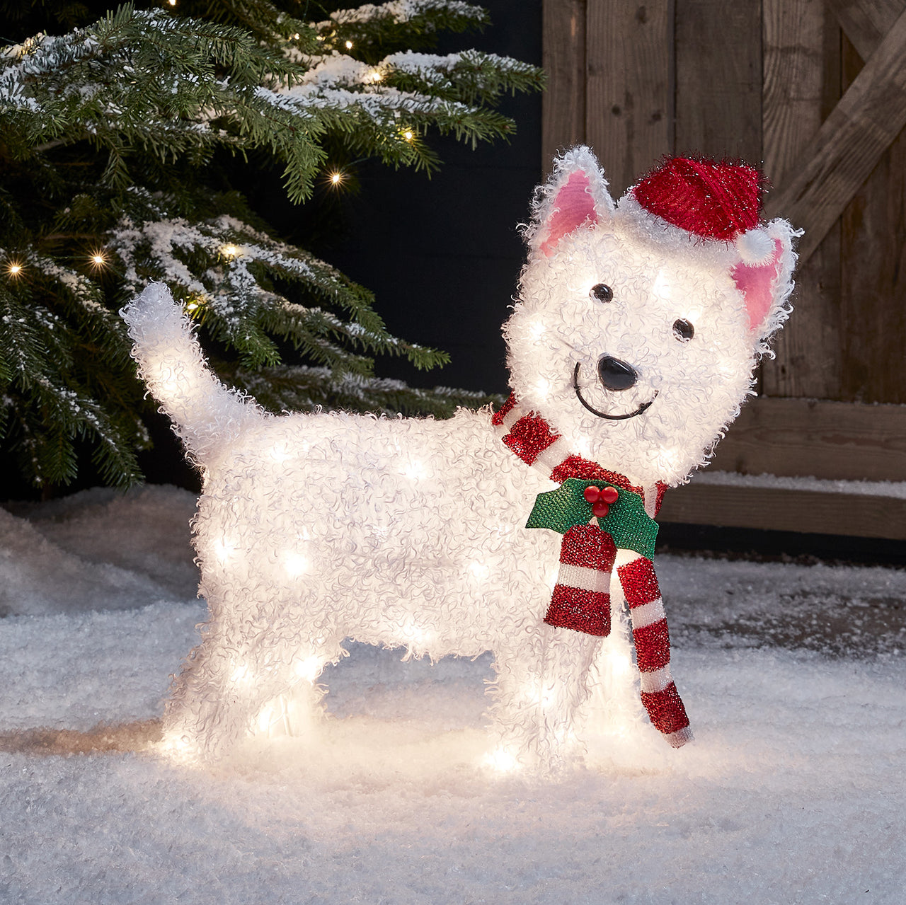 3er Set Weihnachtsfiguren außen Labrador, Westie und Katze