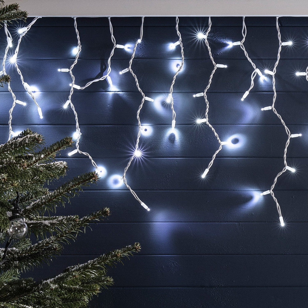 Pro Connect 40m 2000er LED Eiszapfen Lichterkette weiß koppelbar weißes Kabel