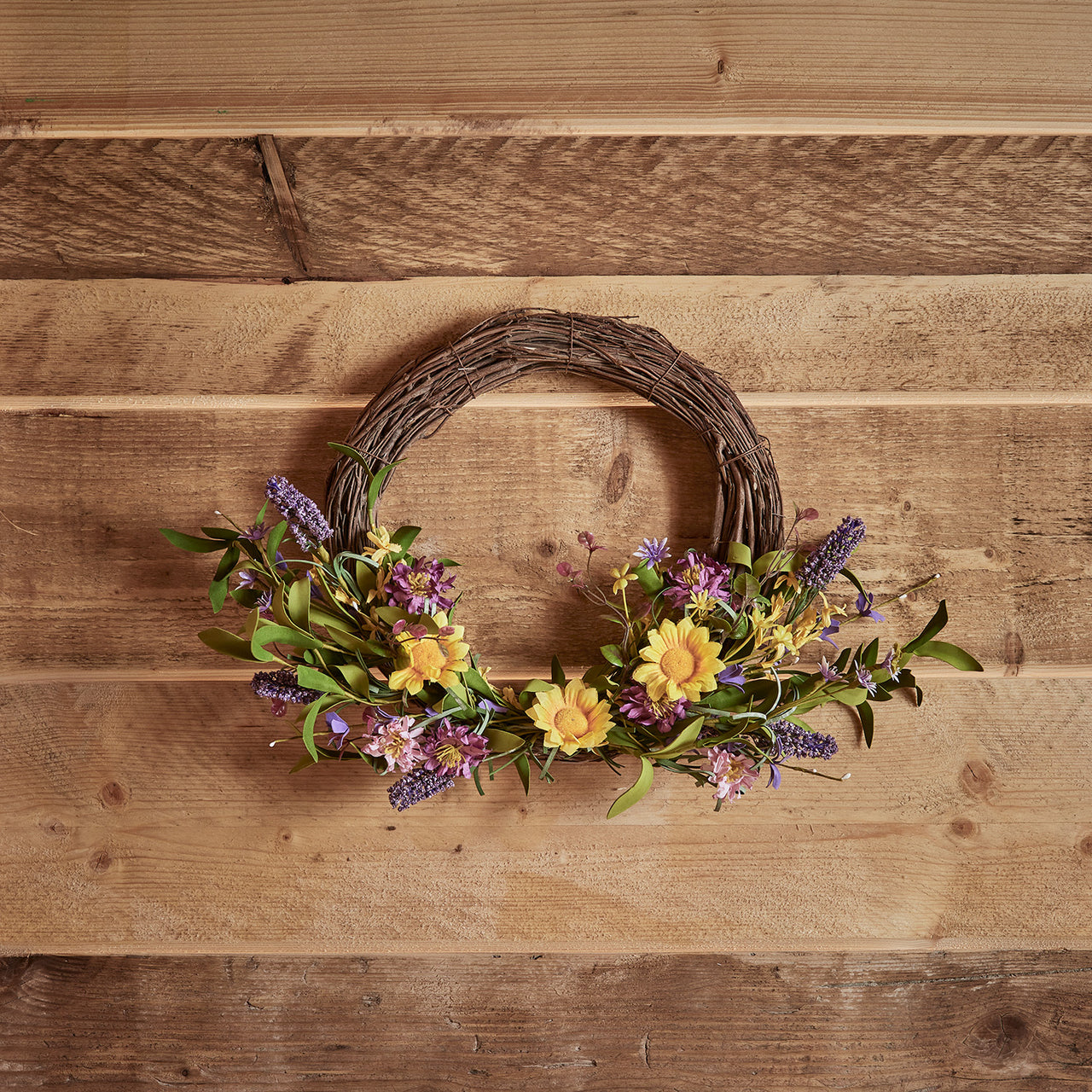 40cm Dekokranz aus Zweigen mit Sommerblumen